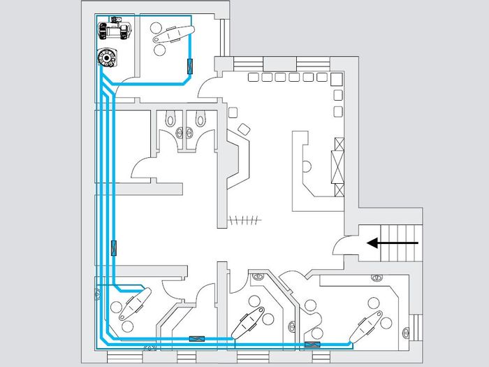 plan aspiration cabinet dentaire